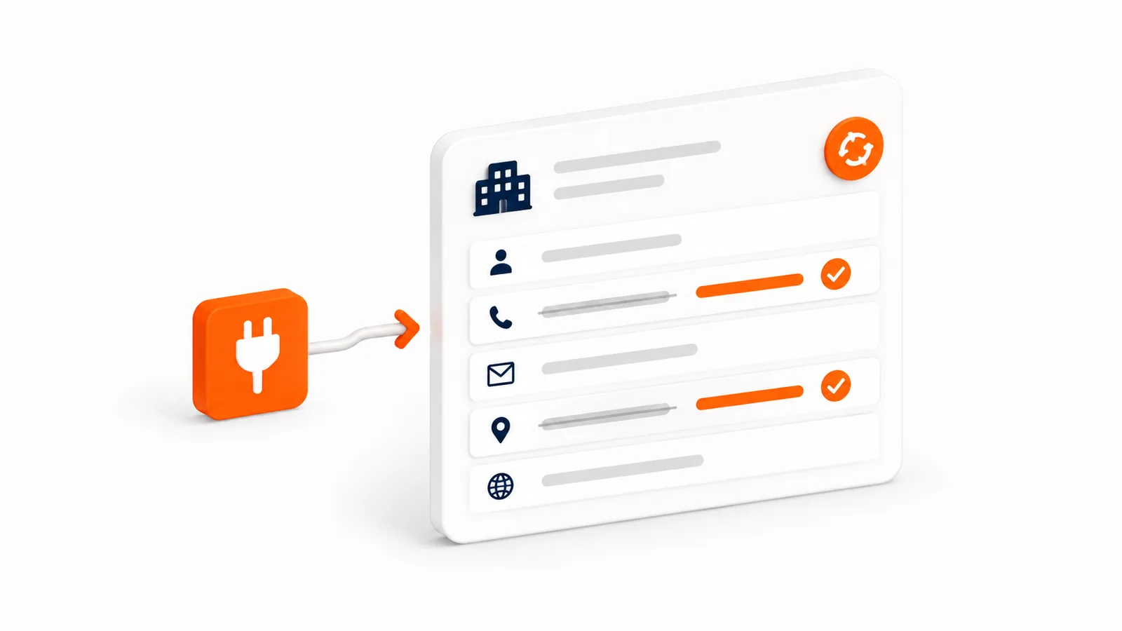 Klantrecord in een CRM dat via de API automatisch wordt bijgewerkt met actuele bedrijfsgegevens